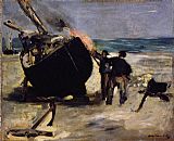 Edouard Manet Canvas Paintings - Tarring the Boat